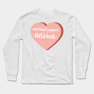 emotional support sketchbook calligraphy in a pink heart ( sketchbook decoration sticker ) Long Sleeve T-Shirt